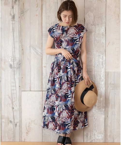 セール】【Feliz】エスニック プリント 美人 マキシ丈ワンピース