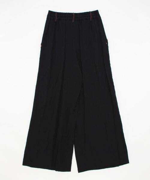 Q（キュー）の「レーヨンスラブワイドパンツ（その他パンツ・レディース・ブラック/ベージュ・MEDIUM）」の3枚目の写真