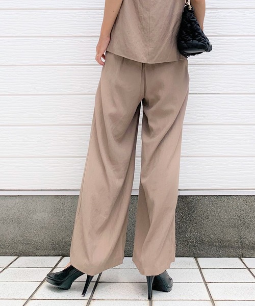 Q（キュー）の「レーヨンスラブワイドパンツ（その他パンツ・レディース・ブラック/ベージュ・MEDIUM）」の7枚目の写真