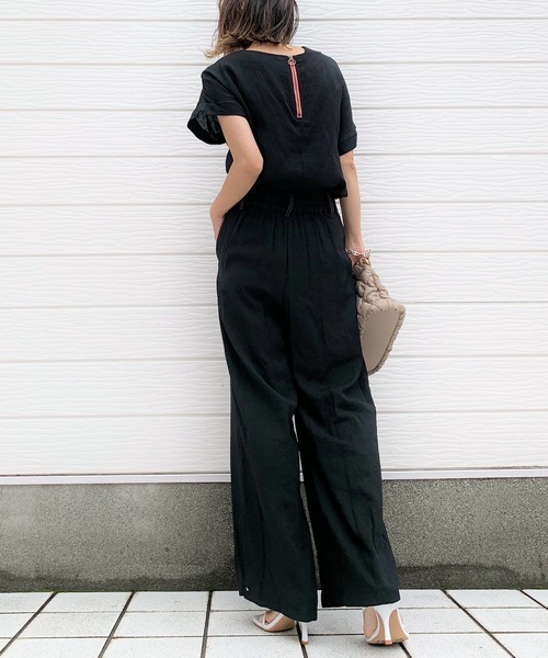 Q（キュー）の「レーヨンスラブワイドパンツ（その他パンツ・レディース・ブラック/ベージュ・MEDIUM）」の8枚目の写真