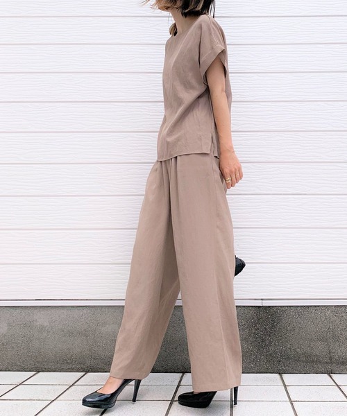 Q（キュー）の「レーヨンスラブワイドパンツ（その他パンツ・レディース・ブラック/ベージュ・MEDIUM）」の9枚目の写真