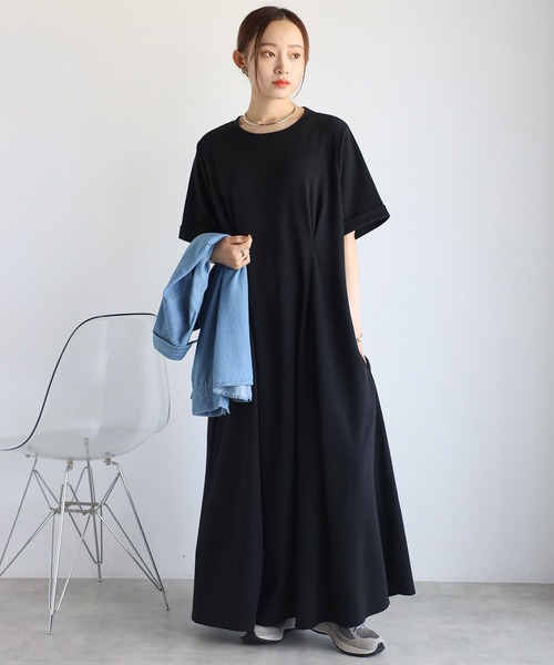 ap retro(アプレトロ)の「ウエストタックカットワンピース(ワンピース・レディース・オートミール/ネイビー/レッド/ベージュ/ブラック/ブルー/ボルドー・FREE)」の9枚目の写真