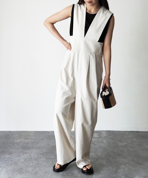 Riberry（リベリー）の「ハイウエストサロペット（サロペット/オーバーオール・レディース・グリーン/ライトブラウン/キナリ・MEDIUM）」の4枚目の写真