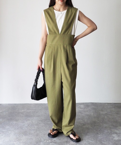 Riberry（リベリー）の「ハイウエストサロペット（サロペット/オーバーオール・レディース・グリーン/ライトブラウン/キナリ・MEDIUM）」の7枚目の写真