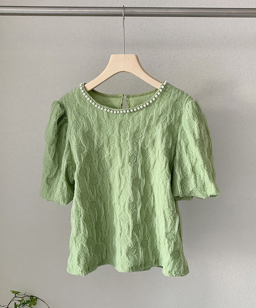 MAISON DE THERESE（メゾン ド テレーズ）の「バブルスリーブ半袖ブラウス（シャツ/ブラウス・レディース・ホワイト/ブラック/グリーン/アイボリー・M）」の7枚目の写真