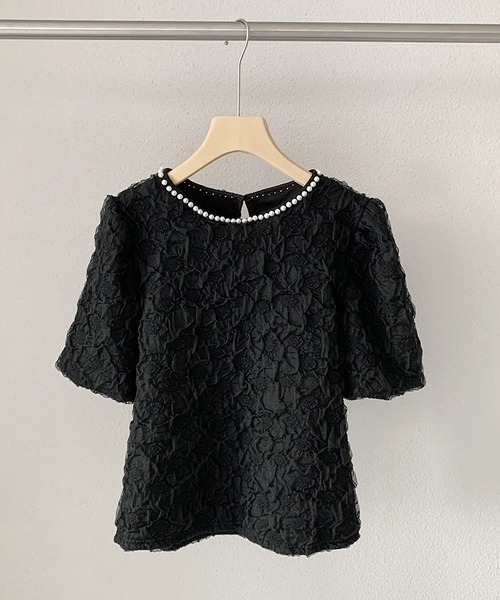 MAISON DE THERESE（メゾン ド テレーズ）の「バブルスリーブ半袖ブラウス（シャツ/ブラウス・レディース・ホワイト/ブラック/グリーン/アイボリー・M）」の8枚目の写真