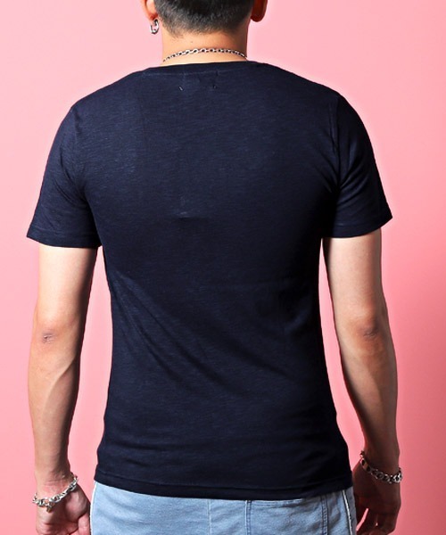 LUXSTYLE(ラグスタイル)の「スラブ天竺ヘンリーネック半袖Tシャツ(Tシャツ/カットソー・メンズ・ホワイト/ブラック/ネイビー/グレー/ライトピンク・M/L/XL)」の17枚目の写真