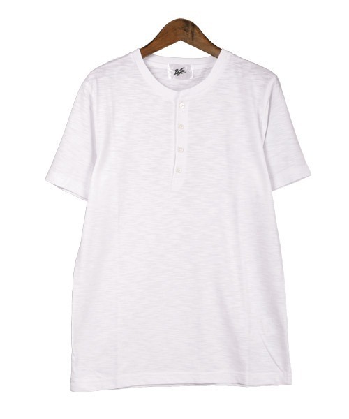 LUXSTYLE(ラグスタイル)の「スラブ天竺ヘンリーネック半袖Tシャツ(Tシャツ/カットソー・メンズ・ホワイト/ブラック/ネイビー/グレー/ライトピンク・M/L/XL)」の6枚目の写真