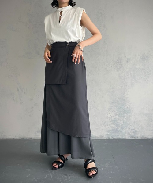 &g'aime（アンジェム）の「【&g’aime】センターラインショルダータックTシャツ（Tシャツ/カットソー・レディース・ホワイト/ブラック/グレー・FREE）」の10枚目の写真