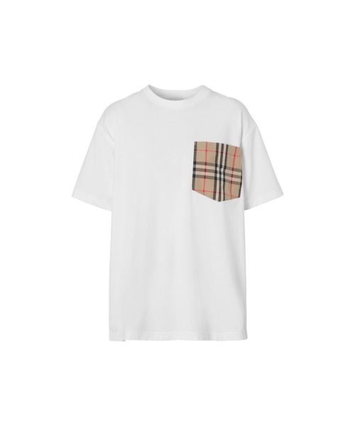 BURBERRY(バーバリー)の「チェックポケット コットン オーバ―サイズTシャツ(Tシャツ/カットソー・レディース・ホワイト・S/XS/XXS)」の1枚目の写真