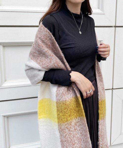 StyleSea（スタイルシー）の「チェック柄ボリュームマフラー（マフラー・レディース・パープル/ブルー/イエロー・MEDIUM）」の20枚目の写真