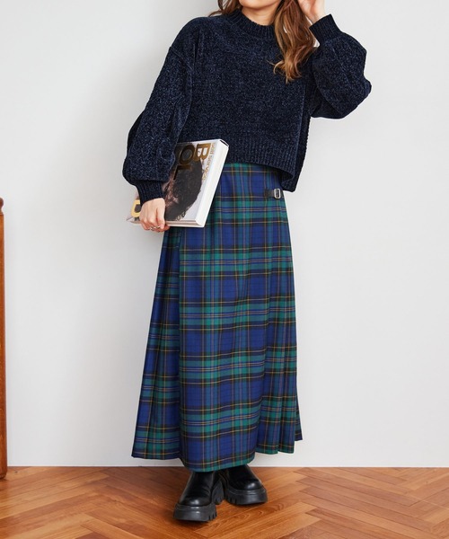 RAGEBLUE（レイジブルー）の「ボリュームスリーブモールショートニット（ニット/セーター・レディース・ブラウン/ブルー/グリーン/ネイビー/オフホワイト・FREE）」の16枚目の写真