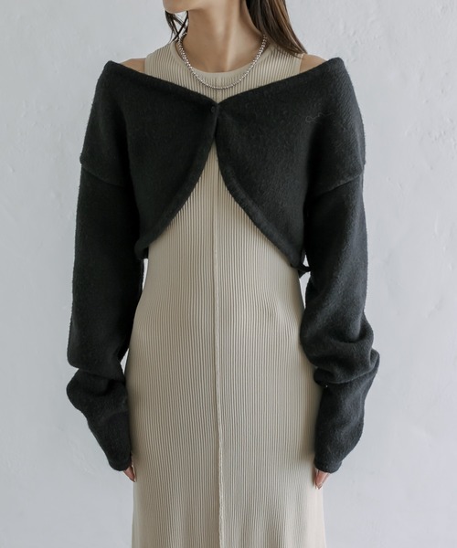 mystic（ミスティック）の「ショートカーデワンピースSET【サイズ展開あり/着回し抜群/SETアイテム】（ワンピース・レディース・ブラウン/ベージュ・1/2）」の12枚目の写真