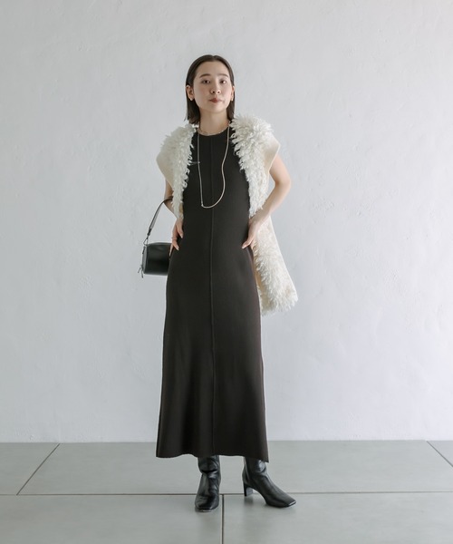 mystic（ミスティック）の「ショートカーデワンピースSET【サイズ展開あり/着回し抜群/SETアイテム】（ワンピース・レディース・ブラウン/ベージュ・1/2）」の4枚目の写真