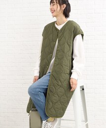 SHOO・LA・RUE | キルト ロングベスト(ノーカラーコート)