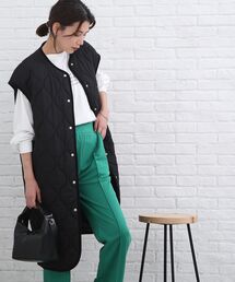 SHOO・LA・RUE | キルト ロングベスト(ノーカラーコート)