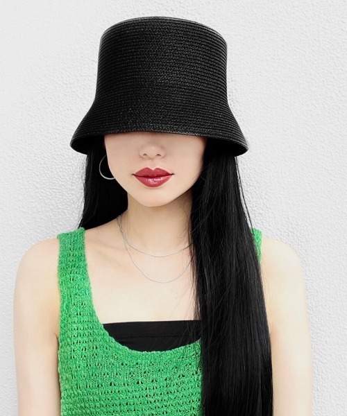 LVEU.（ラブユ.）の「Straw bucket hat / ストローバケットハット(Ai select)（ハット・レディース・ブラック・FREE）」の4枚目の写真