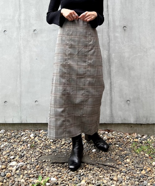 y/m by Yukie（イムバイユキエ）の「グレンチェックIラインスカート（スカート・レディース・オレンジ/グリーン・FREE）」の2枚目の写真