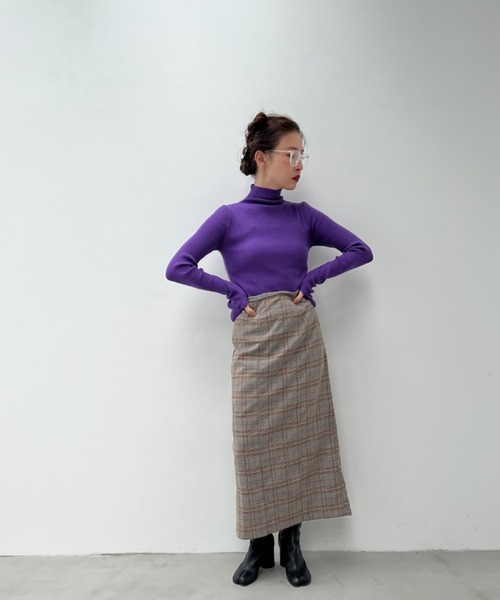 y/m by Yukie（イムバイユキエ）の「グレンチェックIラインスカート（スカート・レディース・オレンジ/グリーン・FREE）」の4枚目の写真