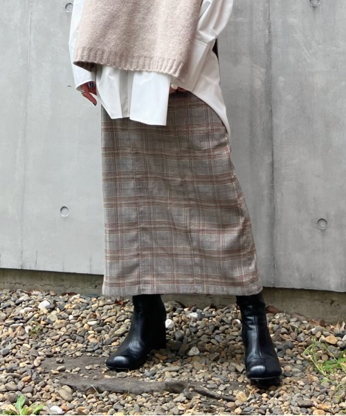 y/m by Yukie（イムバイユキエ）の「グレンチェックIラインスカート（スカート・レディース・オレンジ/グリーン・FREE）」の21枚目の写真