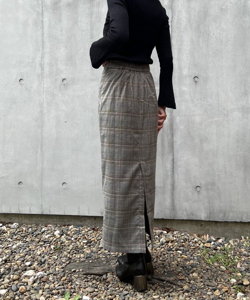 y/m by Yukie（イムバイユキエ）の「グレンチェックIラインスカート（スカート・レディース・オレンジ/グリーン・FREE）」の7枚目の写真