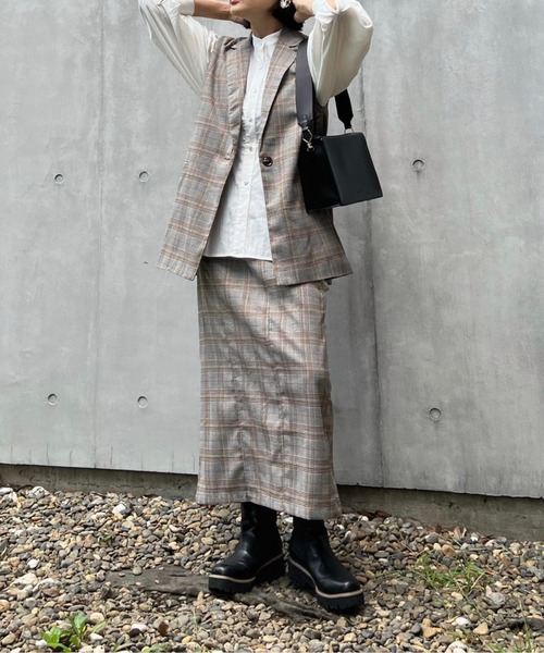 y/m by Yukie（イムバイユキエ）の「グレンチェックIラインスカート（スカート・レディース・オレンジ/グリーン・FREE）」の15枚目の写真