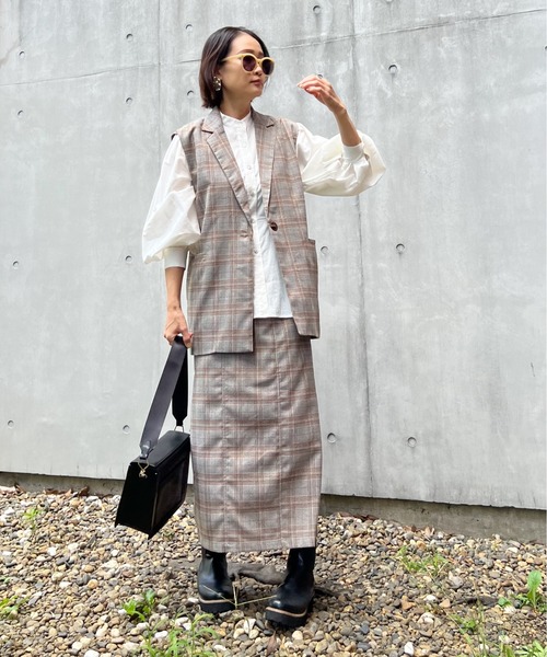 y/m by Yukie（イムバイユキエ）の「グレンチェックIラインスカート（スカート・レディース・オレンジ/グリーン・FREE）」の19枚目の写真