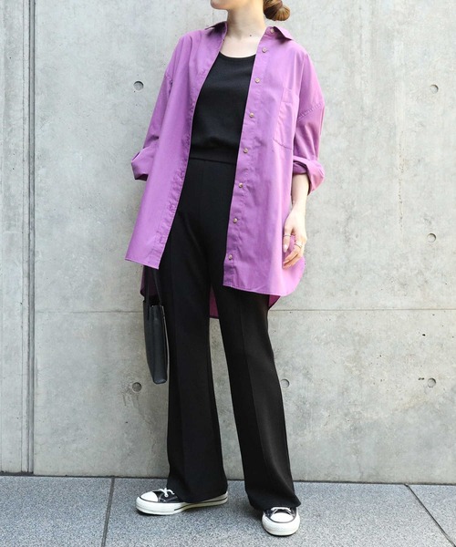 Right-on（ライトオン）の「【HONEYSUCKLE ROSE】レギュラーカラーシャツ（シャツ/ブラウス・レディース・ホワイト/ネイビー×ホワイト/ライラック/オレンジ・M/L）」の12枚目の写真