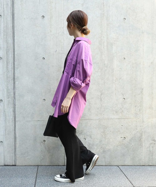 Right-on（ライトオン）の「【HONEYSUCKLE ROSE】レギュラーカラーシャツ（シャツ/ブラウス・レディース・ホワイト/ネイビー×ホワイト/ライラック/オレンジ・M/L）」の13枚目の写真