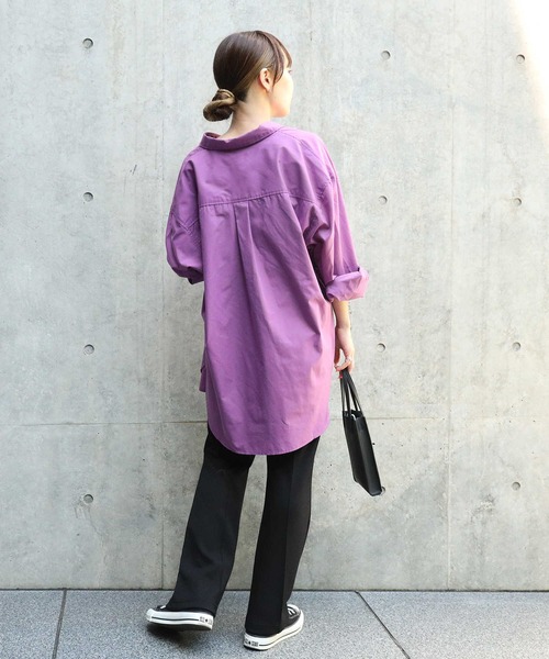 Right-on（ライトオン）の「【HONEYSUCKLE ROSE】レギュラーカラーシャツ（シャツ/ブラウス・レディース・ホワイト/ネイビー×ホワイト/ライラック/オレンジ・M/L）」の14枚目の写真