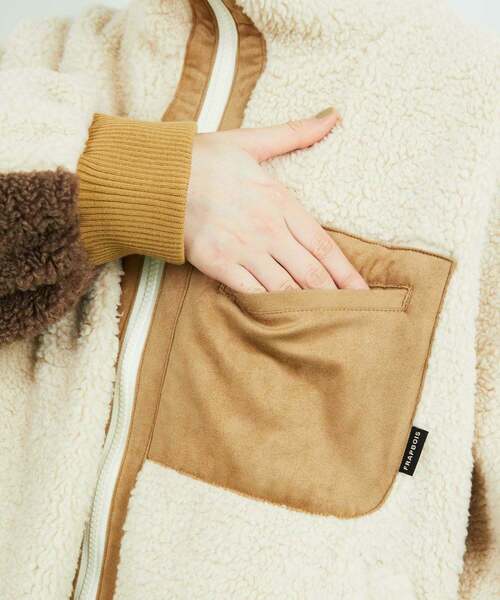 FRAPBOIS(フラボア)の「モコゾン ボアブルゾン(ブルゾン・レディース・クリーム/キャメル・1/0)」の8枚目の写真