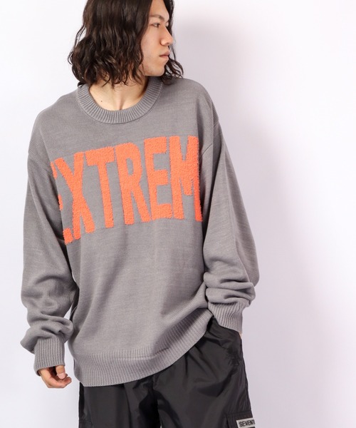 RE730(アールイーセブンサーティー)の「Alphabet wide cool neck knit / 英字ニット ワイドクールネック(ニット/セーター・メンズ・グリーン/ブラック/グレー・M/L)」の2枚目の写真