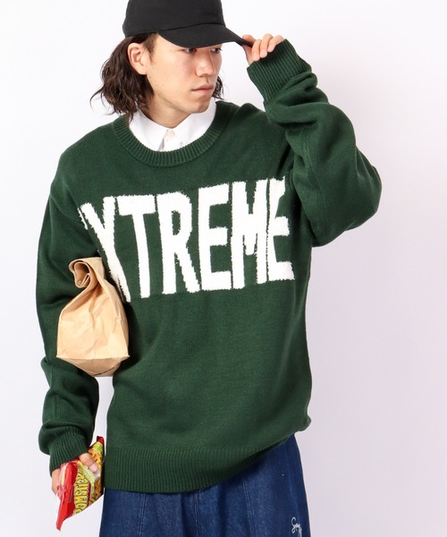 RE730(アールイーセブンサーティー)の「Alphabet wide cool neck knit / 英字ニット ワイドクールネック(ニット/セーター・メンズ・グリーン/ブラック/グレー・M/L)」の6枚目の写真