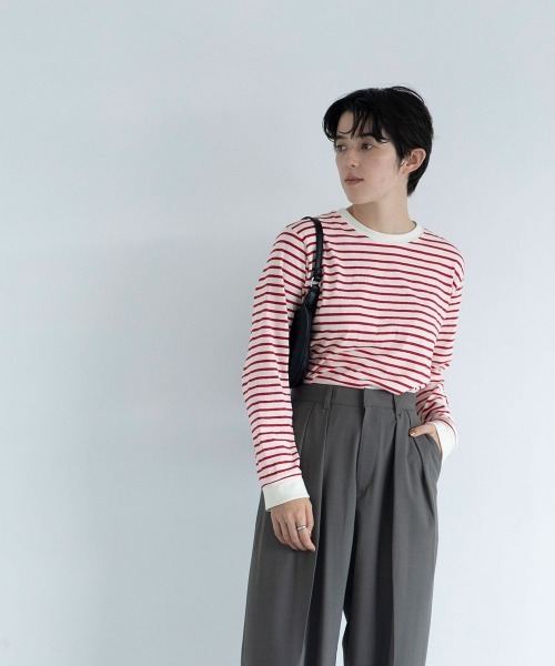 marjour（マージュール）の「BORDER LONG SLEEVE TEE（Tシャツ/カットソー・レディース・ホワイト×レッド/ブラック×ホワイト/ホワイト×ブラック・M）」の20枚目の写真