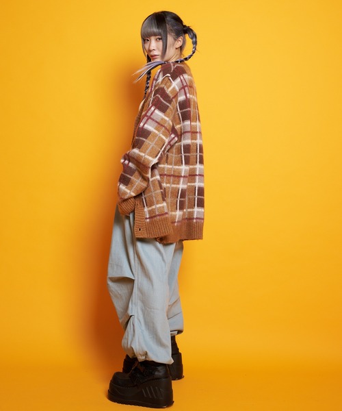 GALLIS ADDICTION（ガリスアディクション）の「GA MOHAIR-CHECK KNIT C/D（カーディガン/ボレロ・メンズ・ベージュ/ブルー/グリーン・FREE）」の6枚目の写真