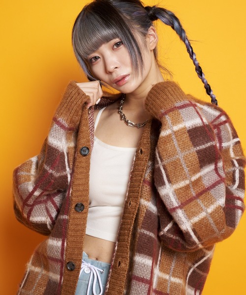 GALLIS ADDICTION（ガリスアディクション）の「GA MOHAIR-CHECK KNIT C/D（カーディガン/ボレロ・メンズ・ベージュ/ブルー/グリーン・FREE）」の11枚目の写真
