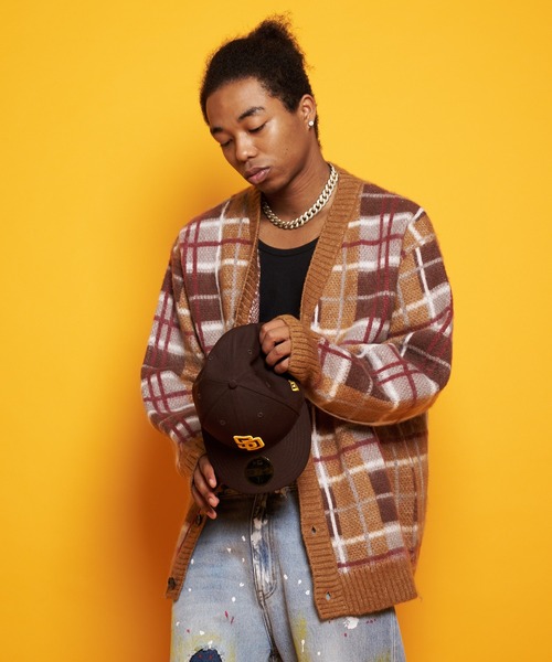 GALLIS ADDICTION（ガリスアディクション）の「GA MOHAIR-CHECK KNIT C/D（カーディガン/ボレロ・メンズ・ベージュ/ブルー/グリーン・FREE）」の17枚目の写真