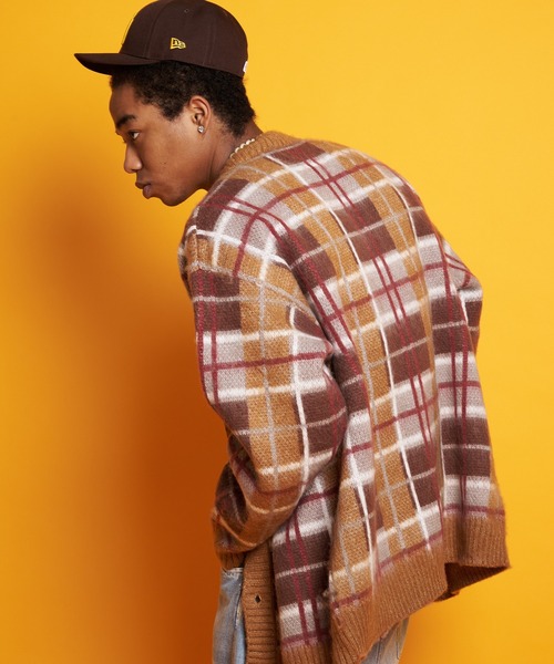 GALLIS ADDICTION（ガリスアディクション）の「GA MOHAIR-CHECK KNIT C/D（カーディガン/ボレロ・メンズ・ベージュ/ブルー/グリーン・FREE）」の4枚目の写真