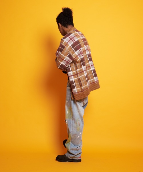 GALLIS ADDICTION（ガリスアディクション）の「GA MOHAIR-CHECK KNIT C/D（カーディガン/ボレロ・メンズ・ベージュ/ブルー/グリーン・FREE）」の12枚目の写真
