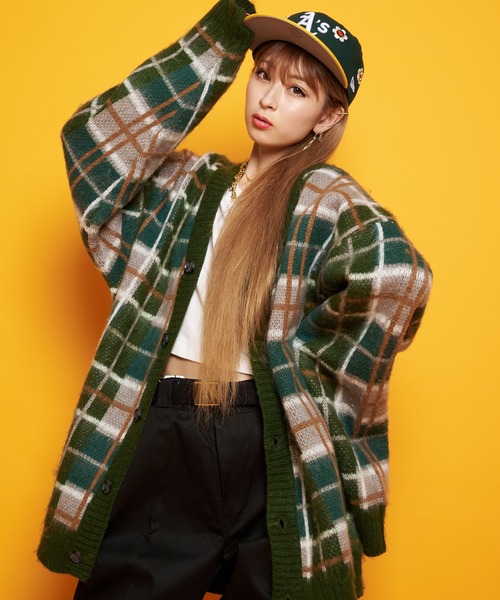 GALLIS ADDICTION（ガリスアディクション）の「GA MOHAIR-CHECK KNIT C/D（カーディガン/ボレロ・メンズ・ベージュ/ブルー/グリーン・FREE）」の8枚目の写真