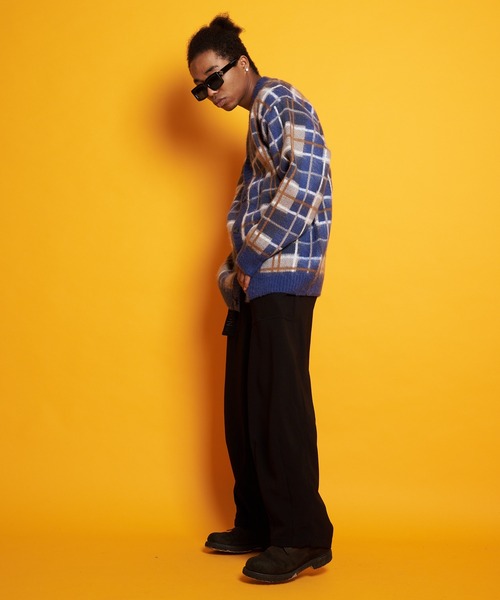 GALLIS ADDICTION（ガリスアディクション）の「GA MOHAIR-CHECK KNIT C/D（カーディガン/ボレロ・メンズ・ベージュ/ブルー/グリーン・FREE）」の10枚目の写真