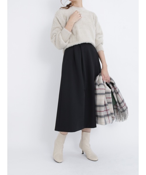 Te chichi(テチチ)の「ボンディングタックスカート(スカート・レディース・ブラック/オフホワイト/カーキ・SMALL/MEDIUM)」の4枚目の写真