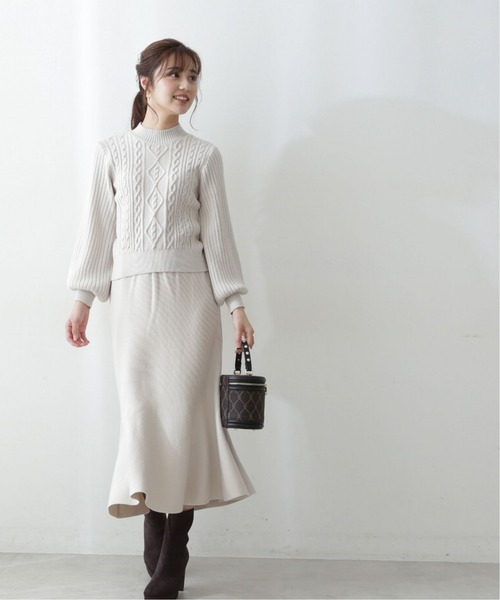 PROPORTION BODY DRESSING（プロポーションボディドレッシング）の「ケーブルニットセットアップ / 1212240013（ワンピース・レディース・ホワイト系その他/ライトグリーン/ブラウン・SMALL/MEDIUM）」の12枚目の写真