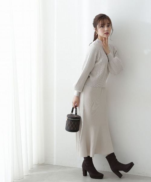 PROPORTION BODY DRESSING（プロポーションボディドレッシング）の「ケーブルニットセットアップ / 1212240013（ワンピース・レディース・ホワイト系その他/ライトグリーン/ブラウン・SMALL/MEDIUM）」の6枚目の写真