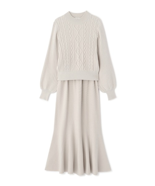 PROPORTION BODY DRESSING（プロポーションボディドレッシング）の「ケーブルニットセットアップ / 1212240013（ワンピース・レディース・ホワイト系その他/ライトグリーン/ブラウン・SMALL/MEDIUM）」の5枚目の写真