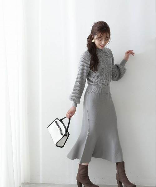 PROPORTION BODY DRESSING（プロポーションボディドレッシング）の「ケーブルニットセットアップ / 1212240013（ワンピース・レディース・ホワイト系その他/ライトグリーン/ブラウン・SMALL/MEDIUM）」の15枚目の写真