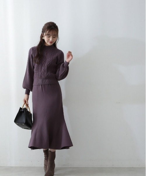 PROPORTION BODY DRESSING（プロポーションボディドレッシング）の「ケーブルニットセットアップ / 1212240013（ワンピース・レディース・ホワイト系その他/ライトグリーン/ブラウン・SMALL/MEDIUM）」の21枚目の写真