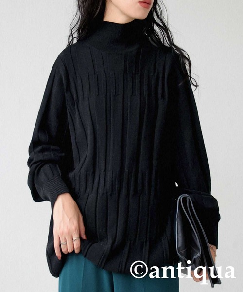 antiqua(アンティカ)の「ハイネックニット(ニット/セーター・レディース・グリーン/オレンジ/ブラック・FREE)」の1枚目の写真