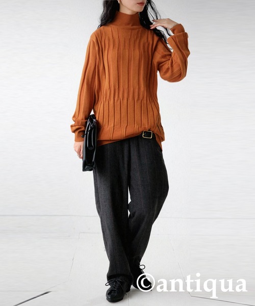 antiqua(アンティカ)の「ハイネックニット(ニット/セーター・レディース・グリーン/オレンジ/ブラック・FREE)」の17枚目の写真