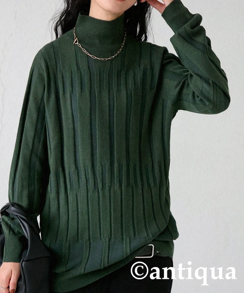 antiqua(アンティカ)の「ハイネックニット(ニット/セーター・レディース・グリーン/オレンジ/ブラック・FREE)」の9枚目の写真